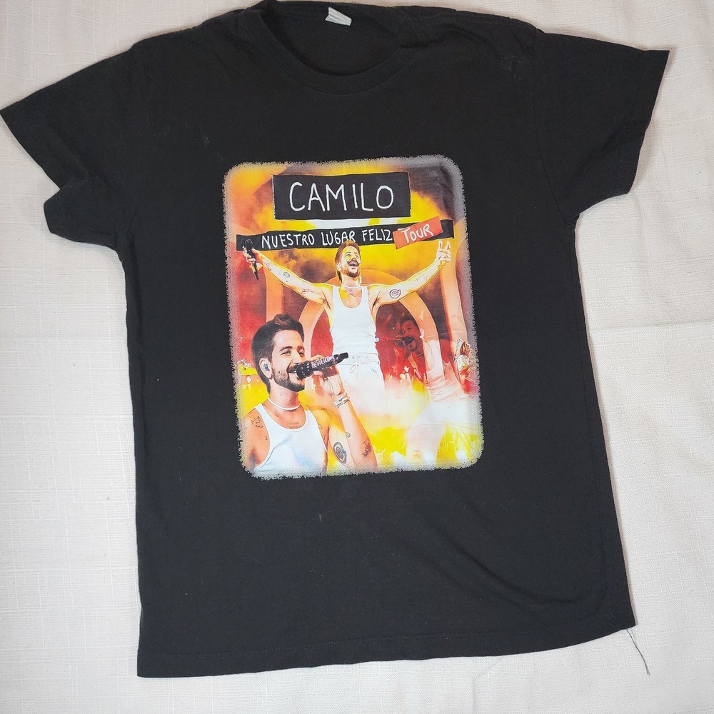 Camilo Nuestro Lugar Feliz Tour 2024 Concert T-Shirt Black Small Latin Pop Merch